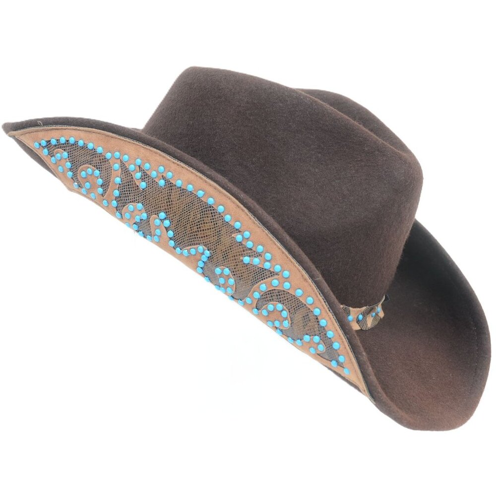 Shyanne® Women's Embellished Brim Felt Western Band‎ Cowgirl Hat Festival Cowboy